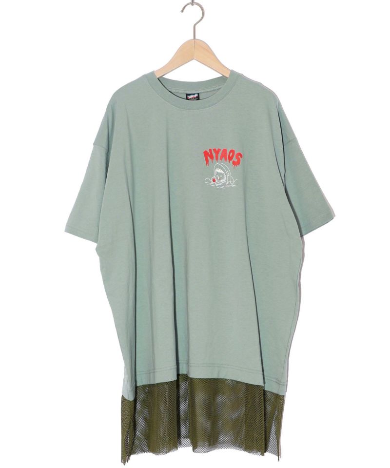 NYAOS柄メッシュ切替Tシャツ-15