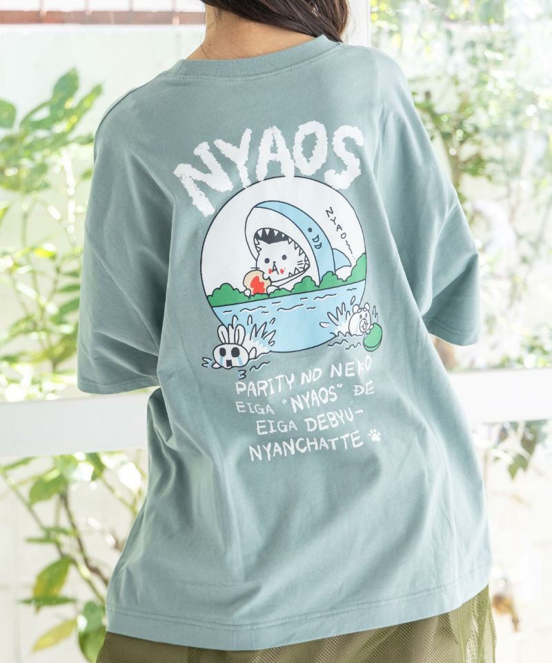 NYAOS柄メッシュ切替Tシャツ-18