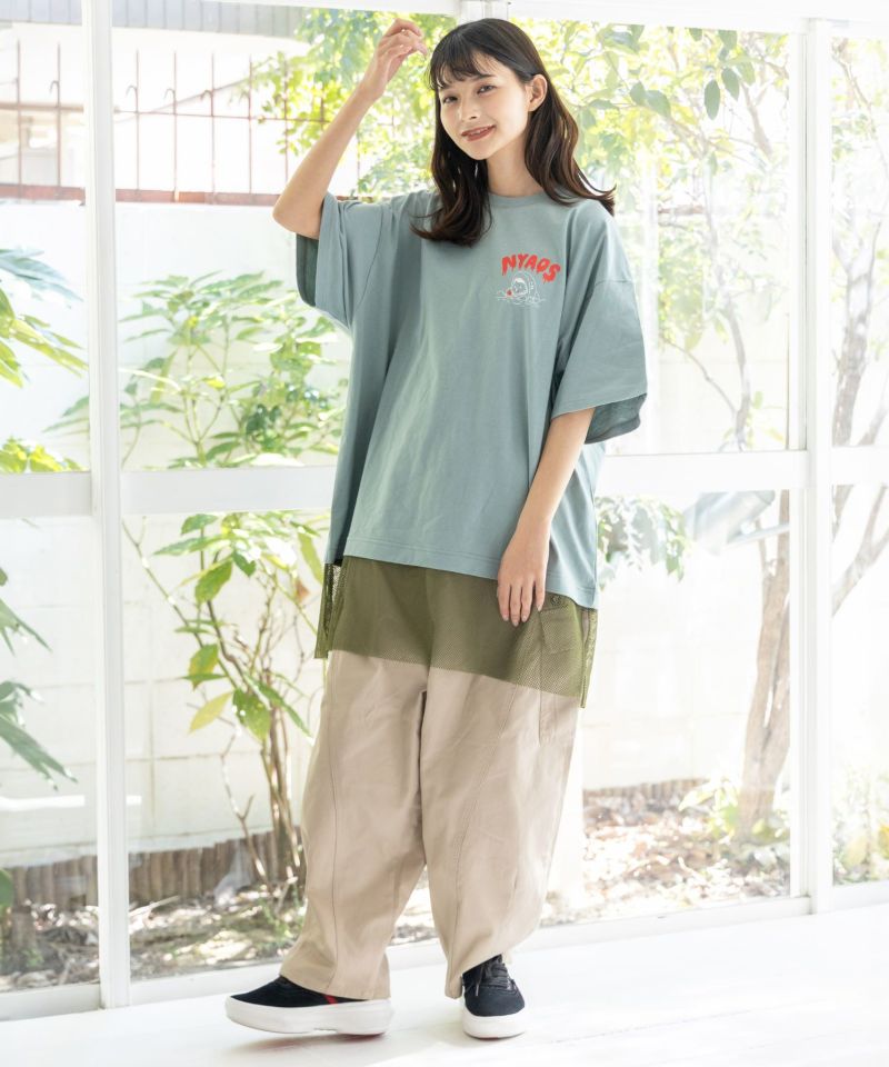 NYAOS柄メッシュ切替Tシャツ-19