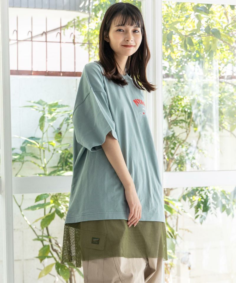 NYAOS柄メッシュ切替Tシャツ-20