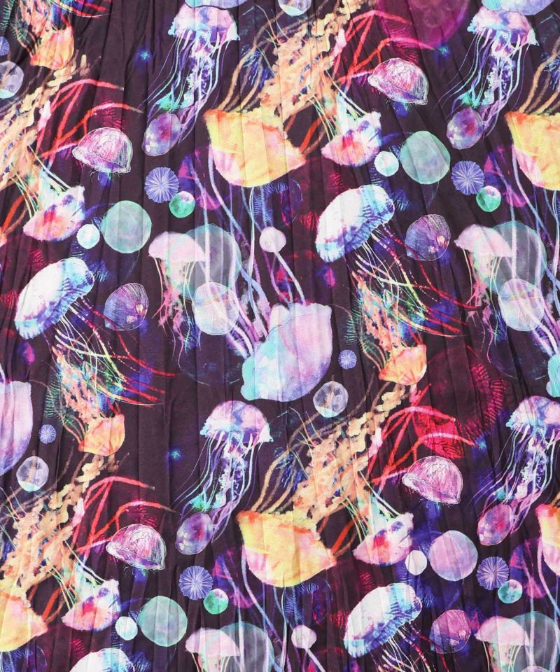 クラゲ柄クリンクル加工キャミワンピース-15