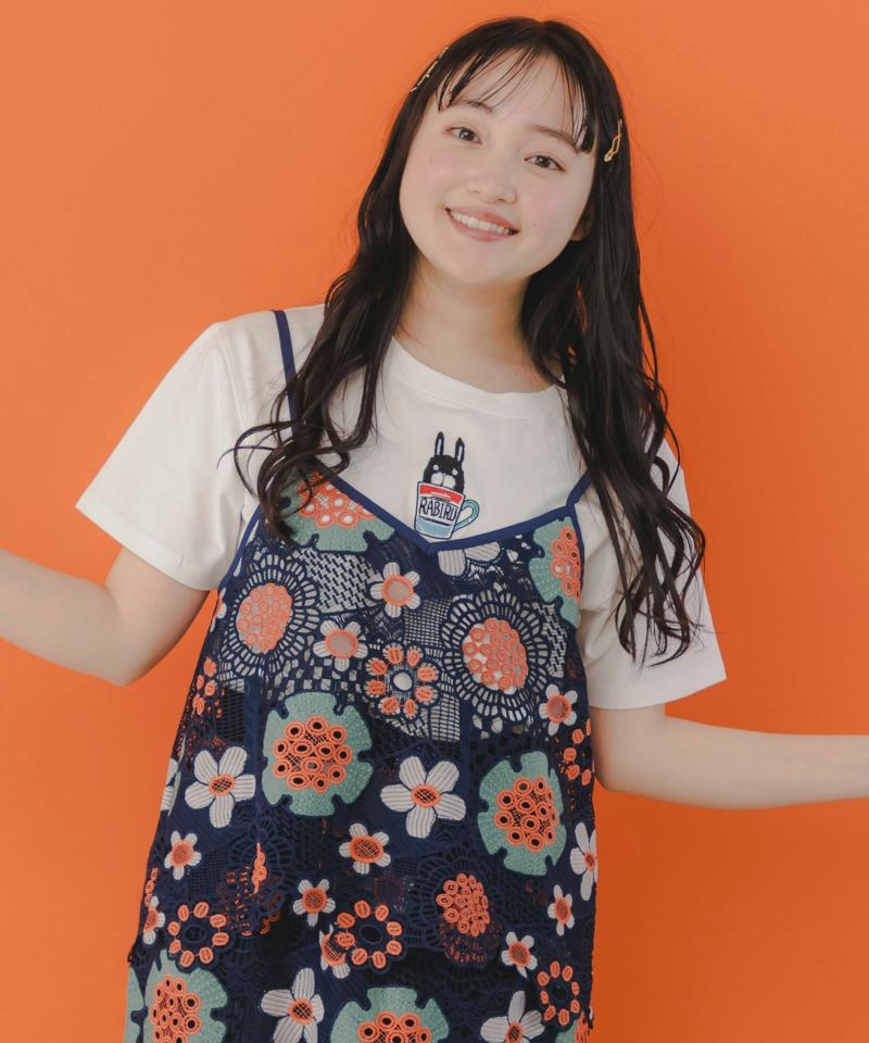 かぎ編み風 花柄レースビスチェ-1