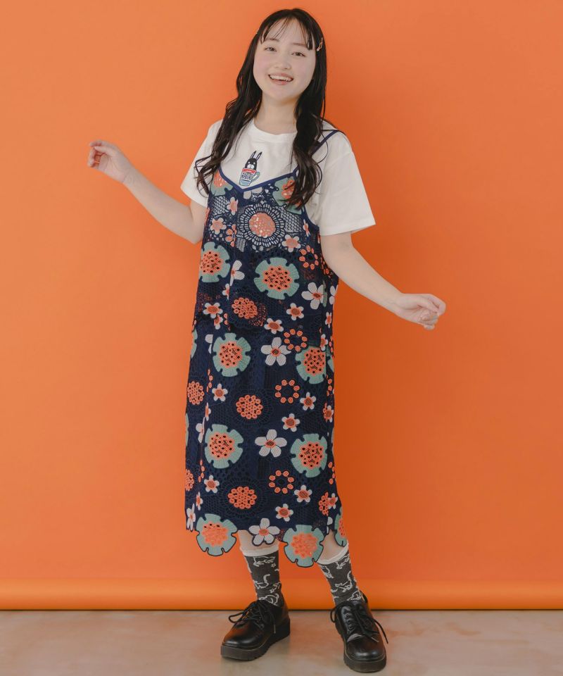 かぎ編み風 花柄レースビスチェ-2