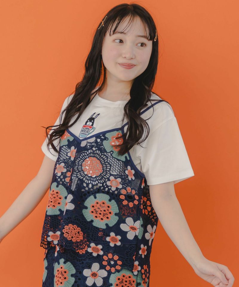 かぎ編み風 花柄レースビスチェ-3