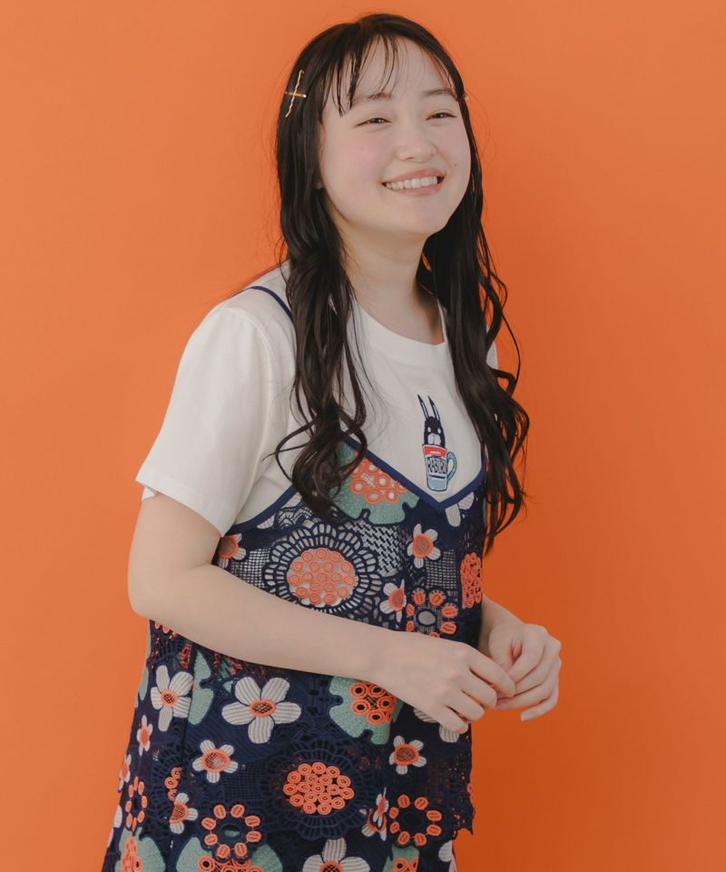かぎ編み風 花柄レースビスチェ-4