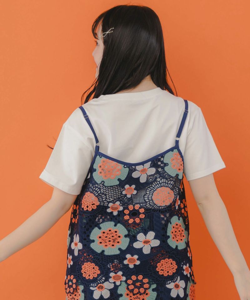 かぎ編み風 花柄レースビスチェ-5