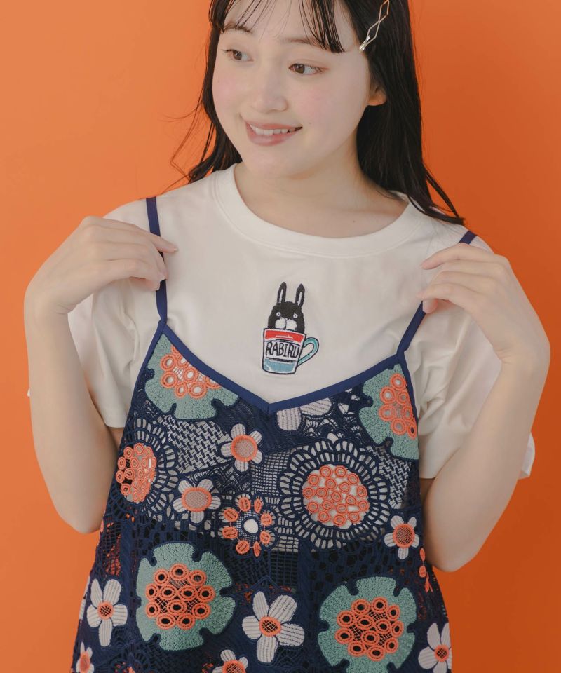 かぎ編み風 花柄レースビスチェ-6