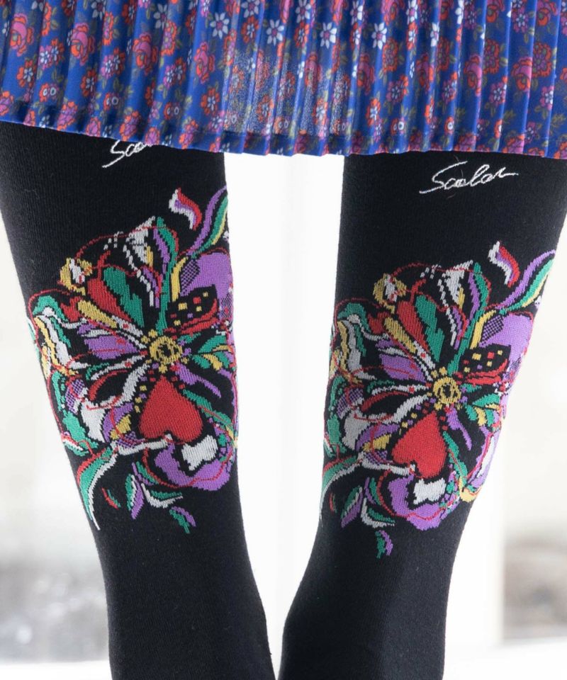スカラー花柄ロゴ刺繍ソックス-5