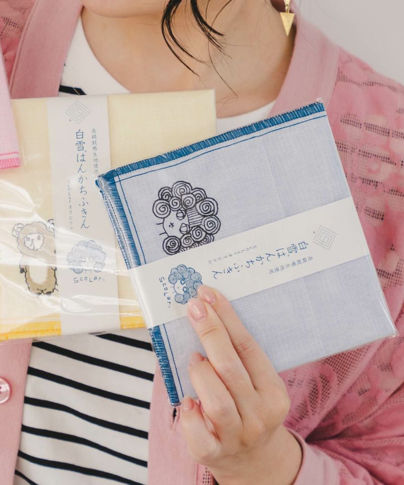ScoLar刺繍 白雪はんかちふきん-3