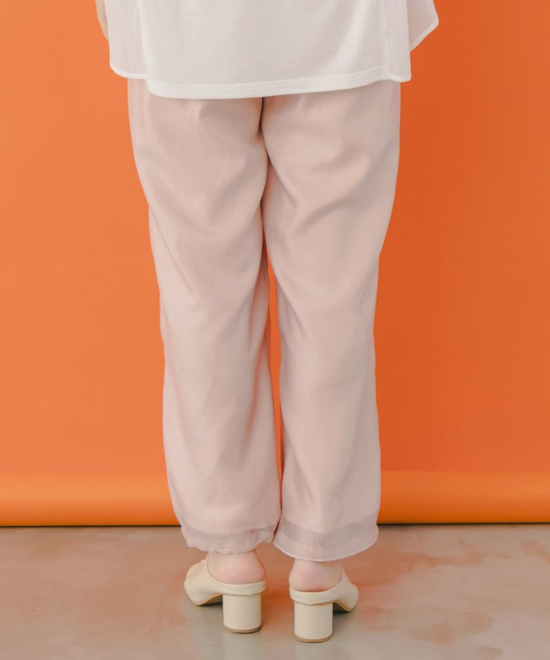 花蝶柄シアー重ねスラックスパンツ-4