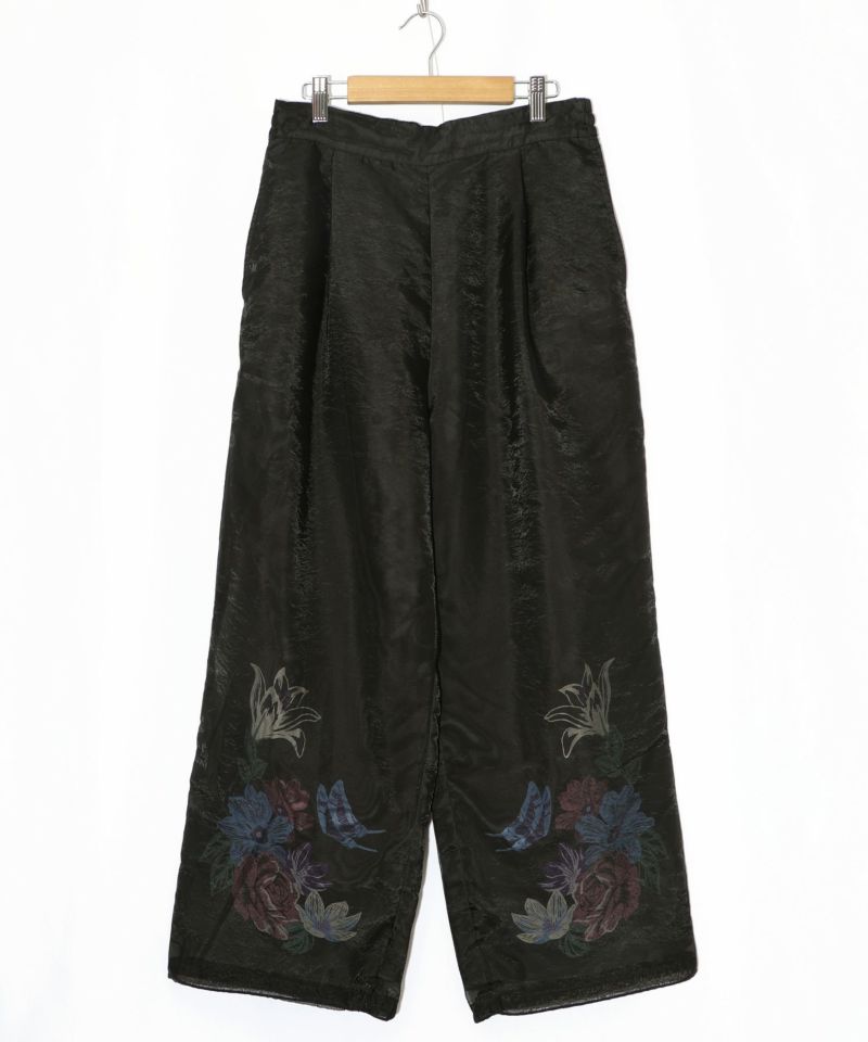 花蝶柄シアー重ねスラックスパンツ-11