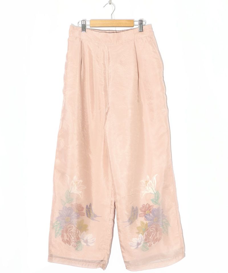花蝶柄シアー重ねスラックスパンツ-13
