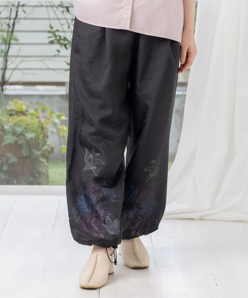 花蝶柄シアー重ねスラックスパンツ-15