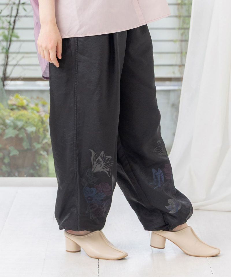 花蝶柄シアー重ねスラックスパンツ-17