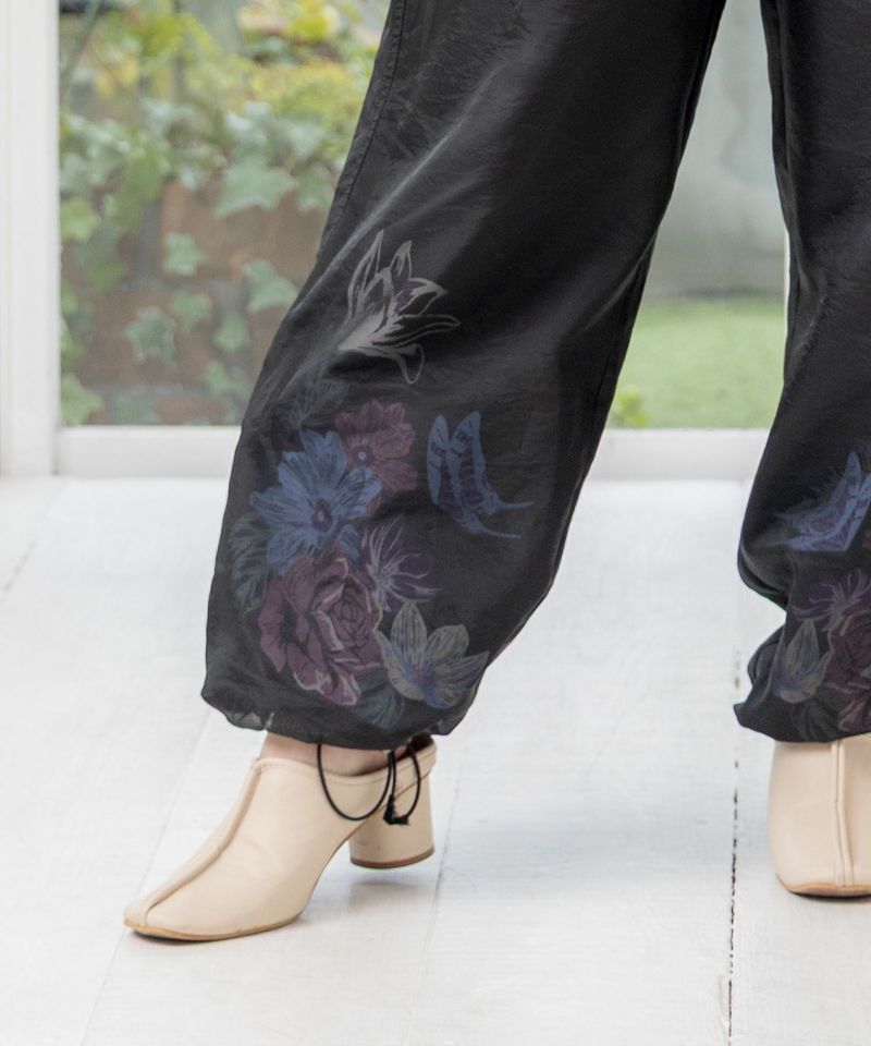 花蝶柄シアー重ねスラックスパンツ-19