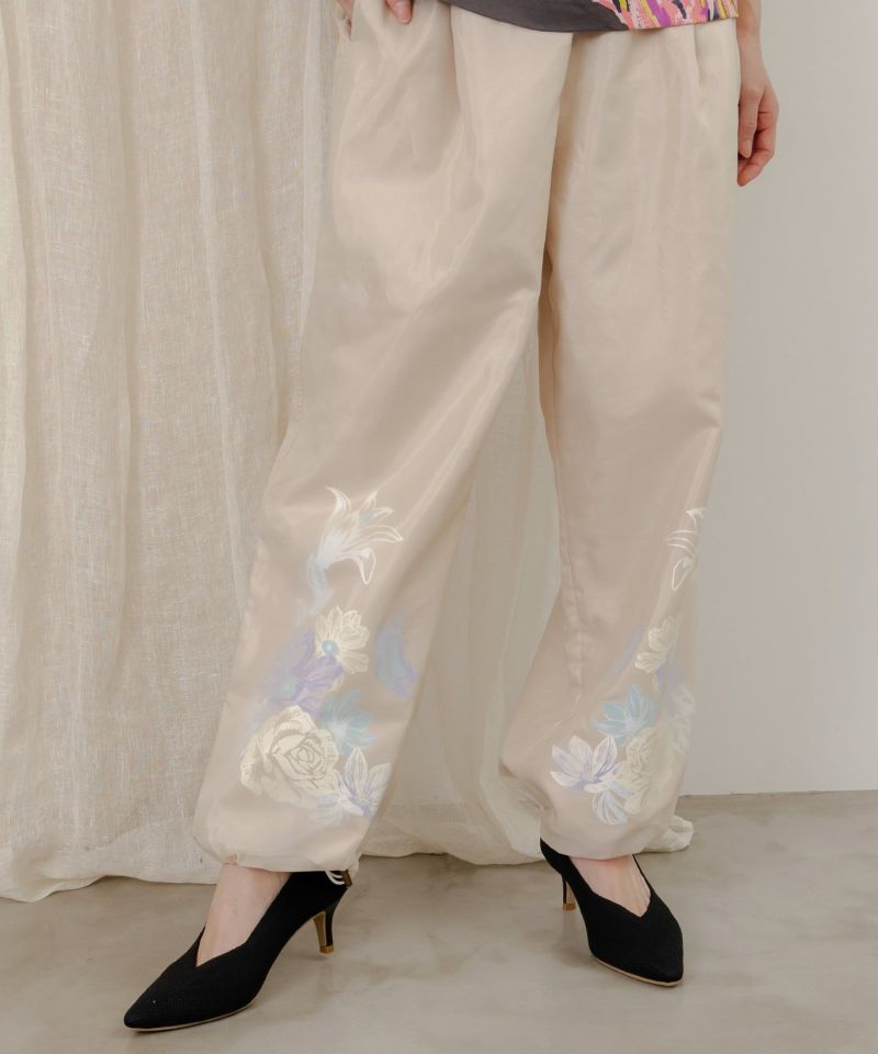 花蝶柄シアー重ねスラックスパンツ-20