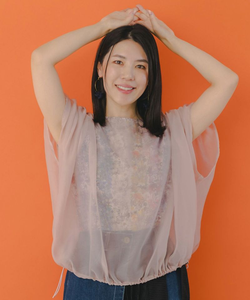 蝶花柄シアー重ねプルオーバー-3