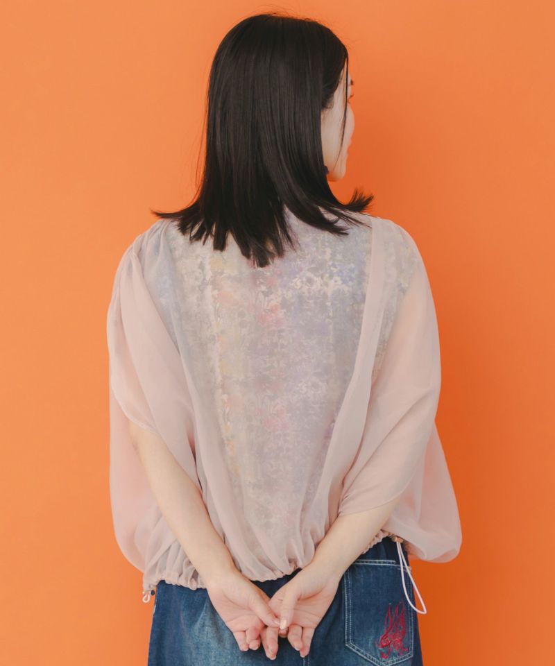 蝶花柄シアー重ねプルオーバー-5