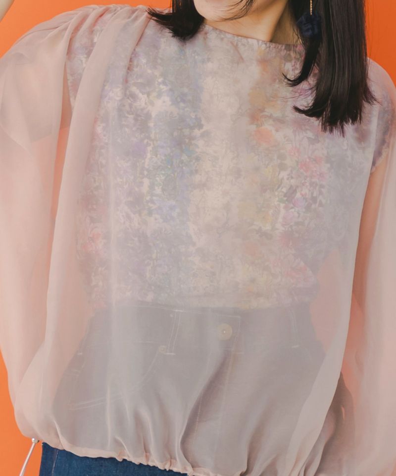 蝶花柄シアー重ねプルオーバー-8