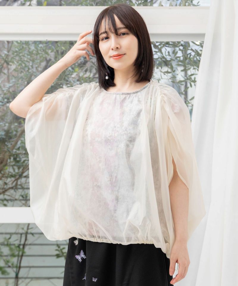 蝶花柄シアー重ねプルオーバー-18