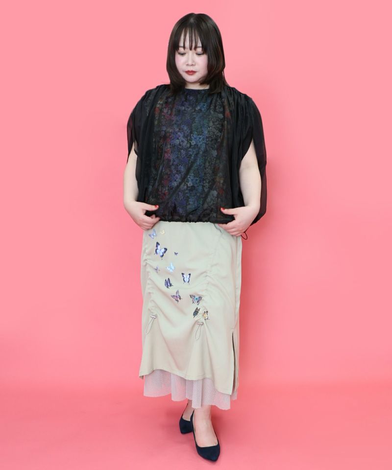 蝶花柄シアー重ねプルオーバー-25