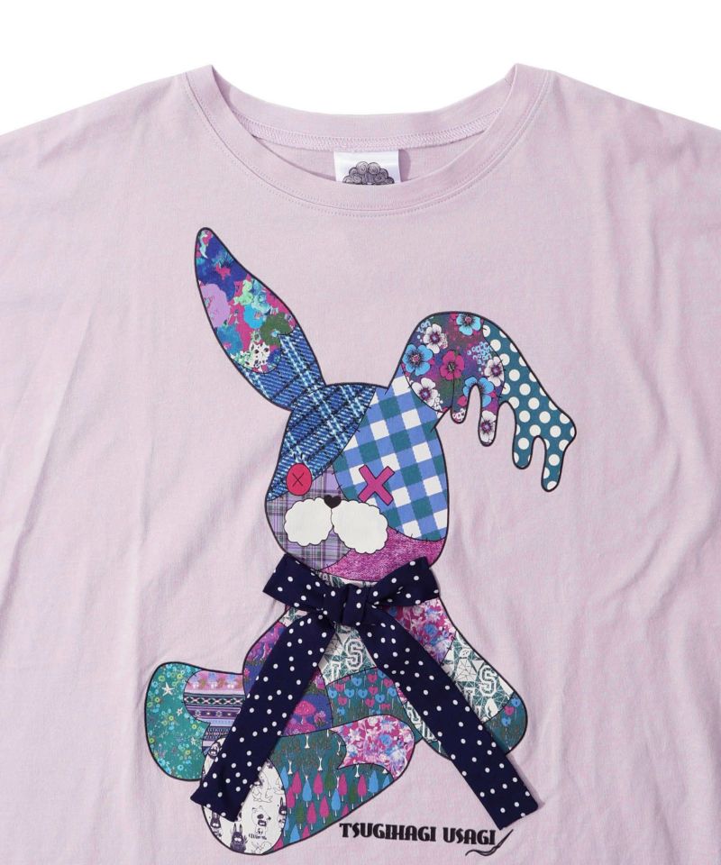 パッチワークウサギ柄 ドット切替BIG-Tシャツ-24