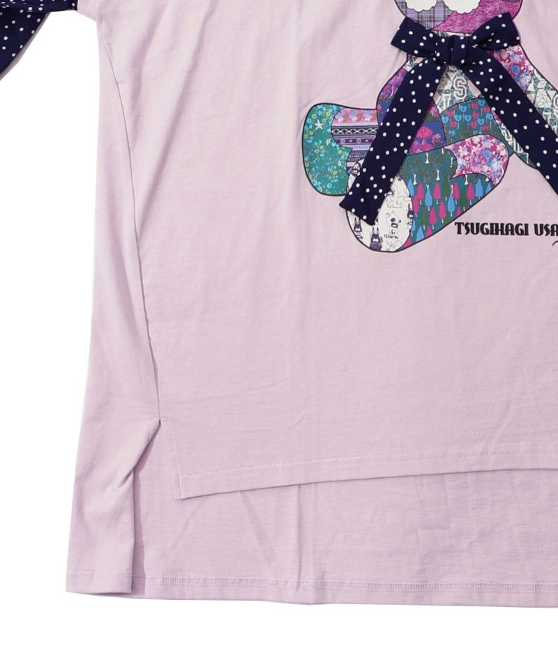 パッチワークウサギ柄 ドット切替BIG-Tシャツ-26