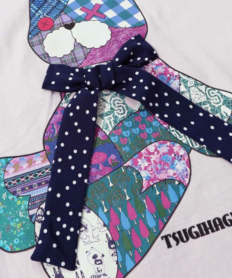 パッチワークウサギ柄 ドット切替BIG-Tシャツ-27