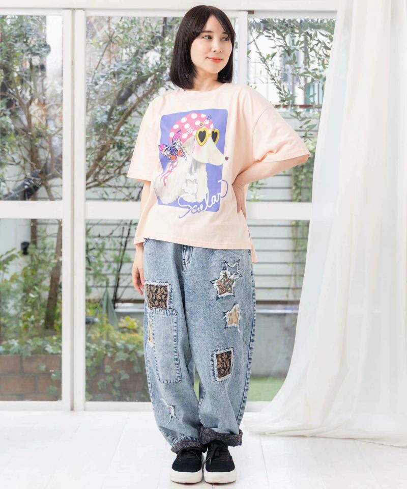 バンダナとサングラスでおめかしワンコ柄Tシャツ-2