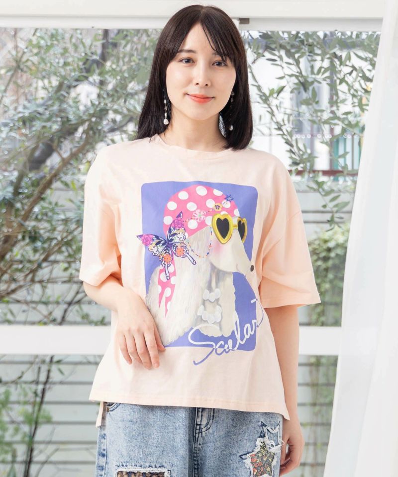 バンダナとサングラスでおめかしワンコ柄Tシャツ-3