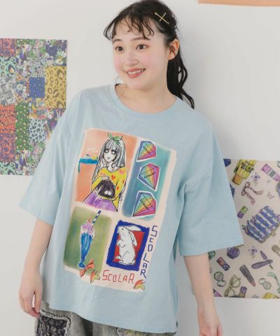151678：女の子のすきなもの柄Tシャツ
