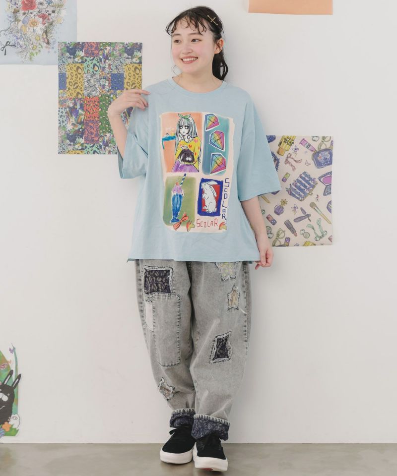女の子のすきなもの柄Tシャツ-2