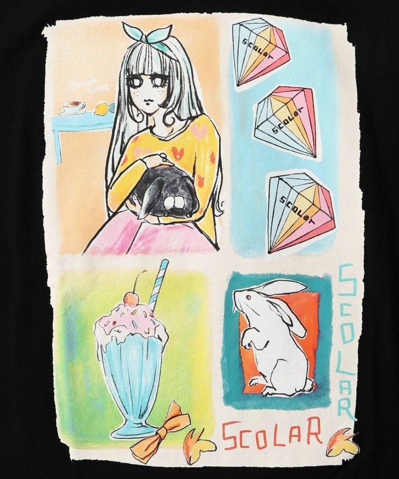 女の子のすきなもの柄Tシャツ-10