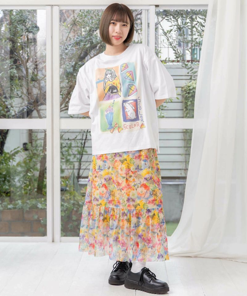 女の子のすきなもの柄Tシャツ-16