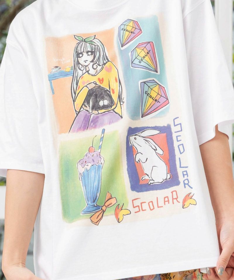 女の子のすきなもの柄Tシャツ-18