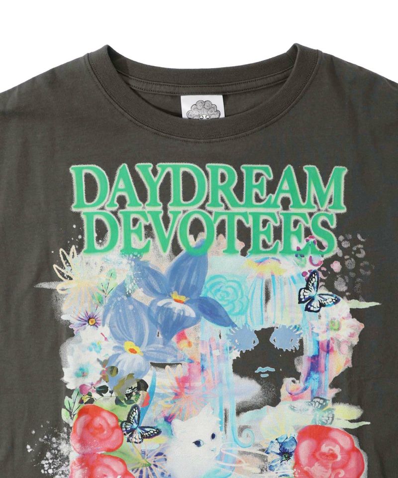 女の子とネコ花柄 アートメルヘンTシャツ-23