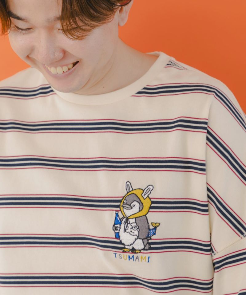 ペン五郎刺繍ボーダーロングスリーブTシャツ-1