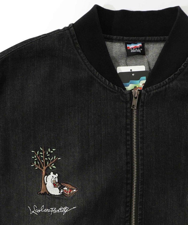 ジャンクフードとクマ・ウサギ刺繍デニムベスト-20