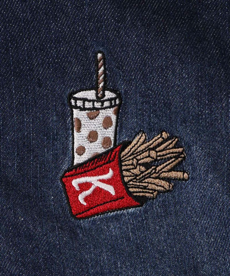 ジャンクフードとクマ・ウサギ刺繍デニムベスト-24