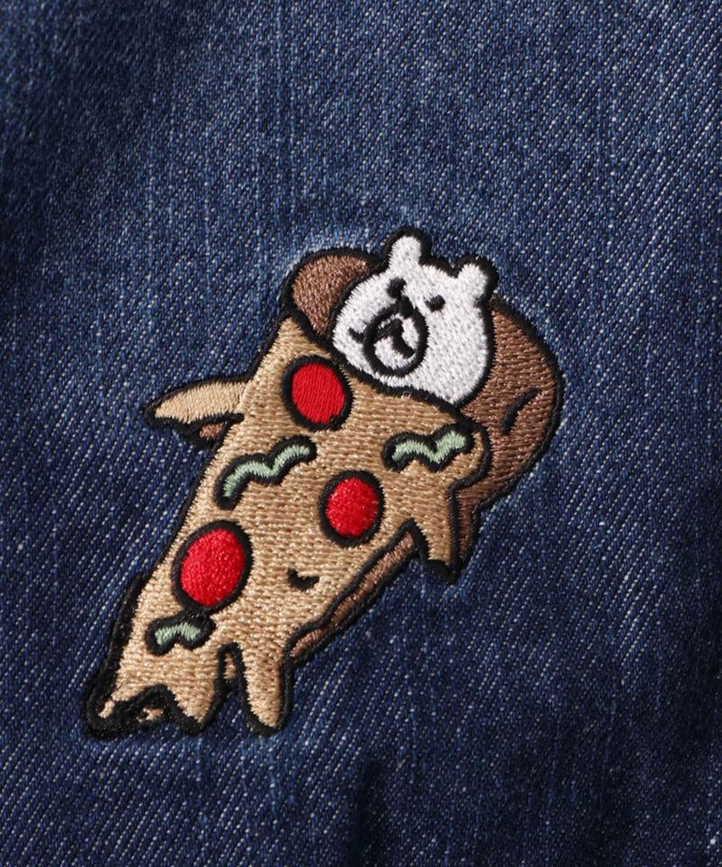 ジャンクフードとクマ・ウサギ刺繍デニムベスト-25