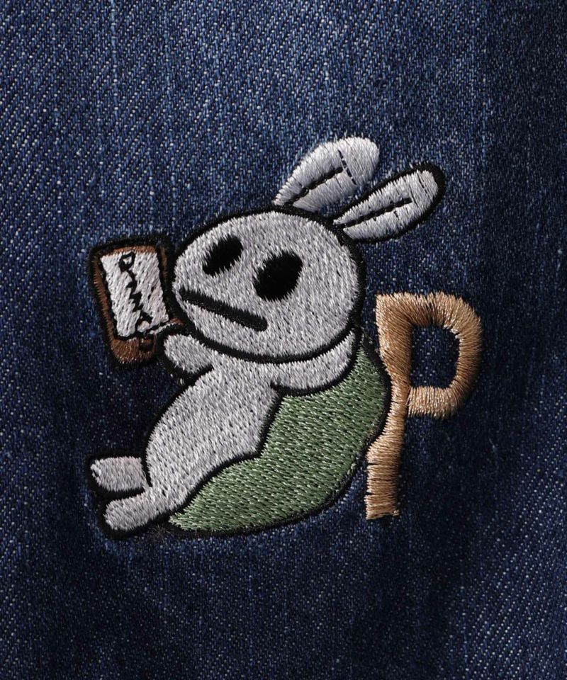 ジャンクフードとクマ・ウサギ刺繍デニムベスト-26