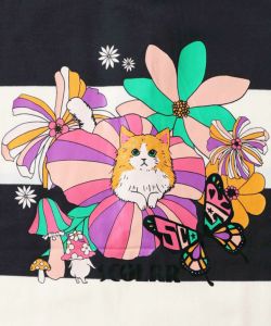 ぷりぷりキノコとネコ花プリント ラガーワンピース-10