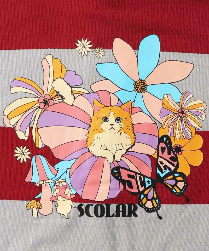 ぷりぷりキノコとネコ花プリント ラガーワンピース-13