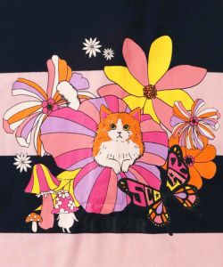 ぷりぷりキノコとネコ花プリント ラガーワンピース-16