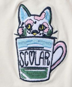 ネコ・ラビル・スカラー刺繍 クリアポーチ付きタンクトップ-6