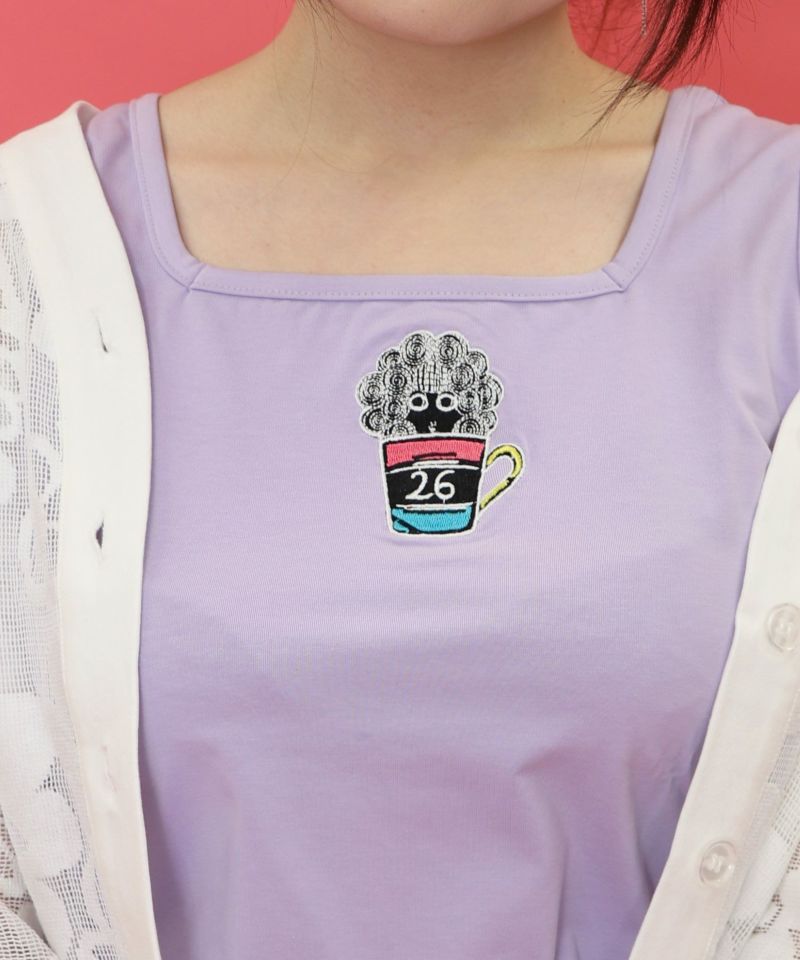 ネコ・ラビル・スカラー刺繍 クリアポーチ付きタンクトップ-20