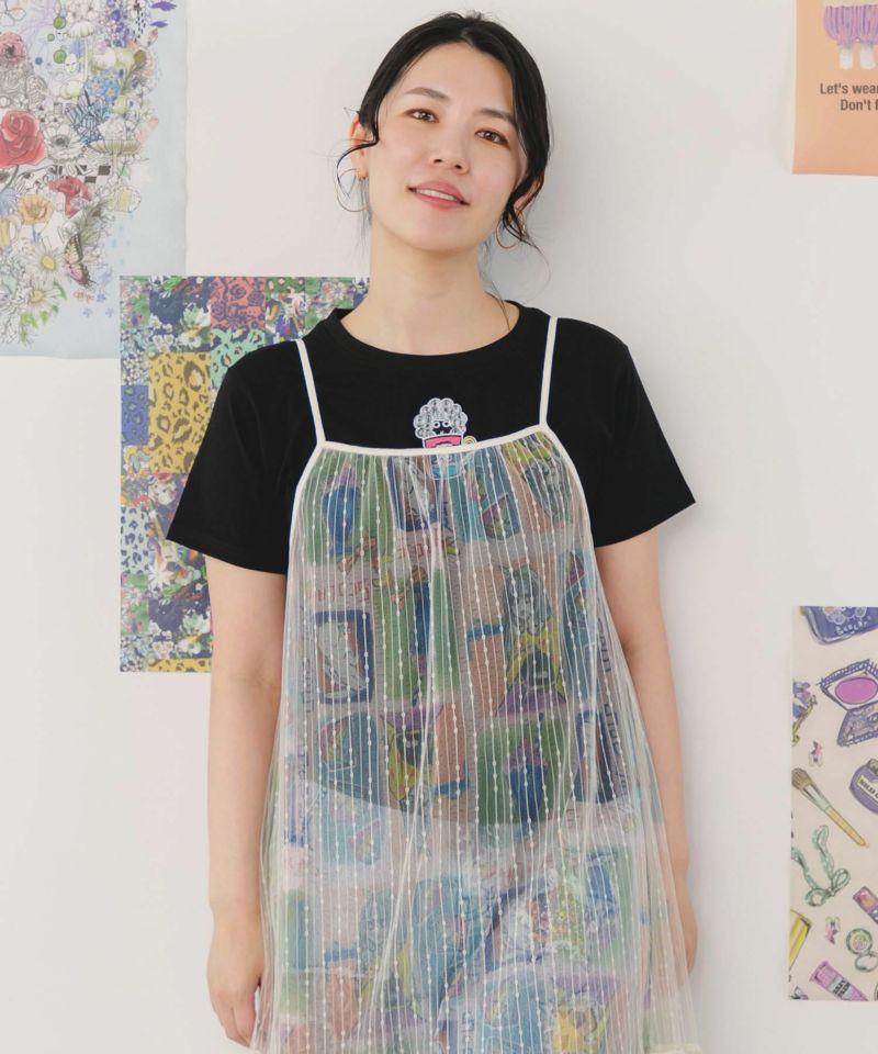 ラビル・ネコ・スカラー刺繍 クリアポーチ付Tシャツ-2