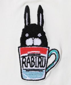 ラビル・ネコ・スカラー刺繍 クリアポーチ付Tシャツ-7