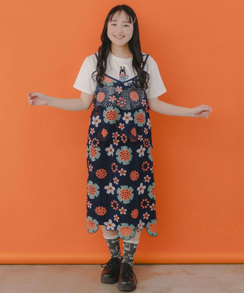 ラビル・ネコ・スカラー刺繍 クリアポーチ付Tシャツ-13