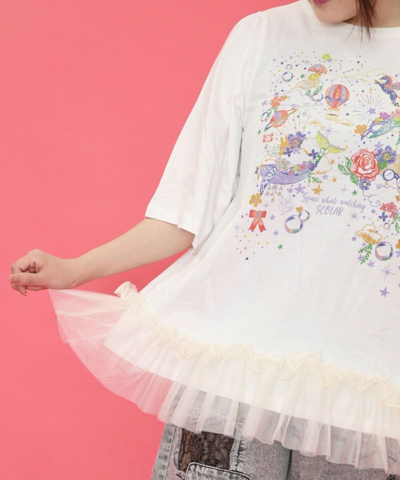 メルヘンラメプリント チュール切替チュニック-5